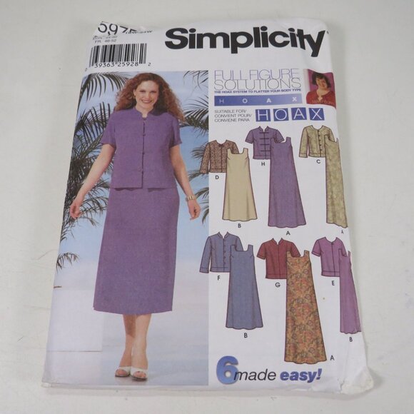 Simplicity 5975 Clothing Pattern EASY Dress & Jacket UNCUT 18W - 24W - Picture 2 of 8